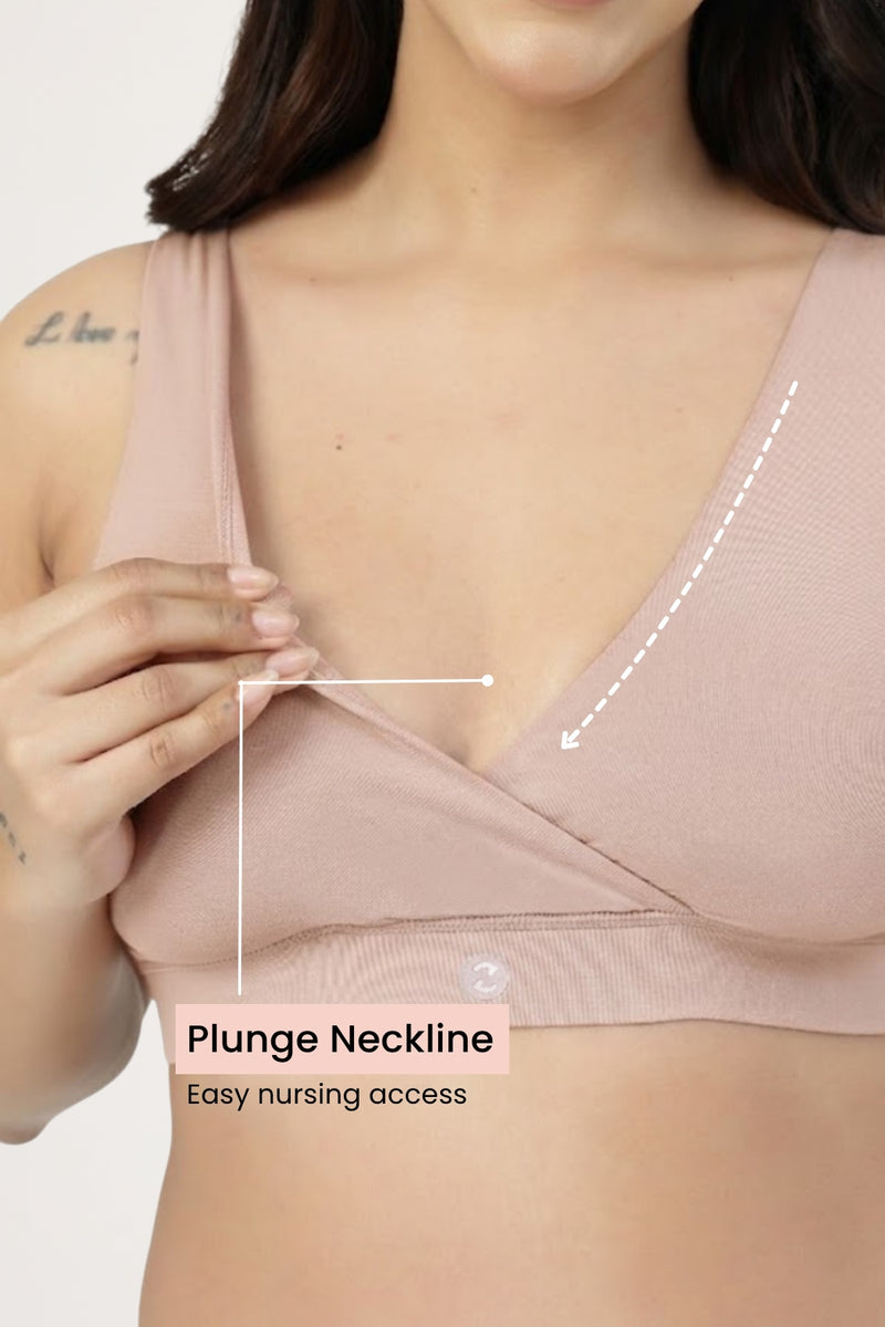 247 (Upgraded) Modal Padded Maternity Feeding Bra - Nude Almond