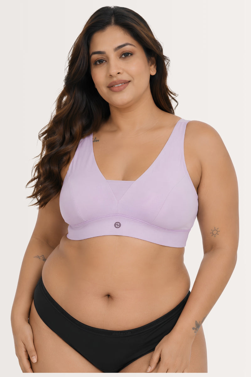 SecureFit Cotton Fixed-Pad Bra - Lavender