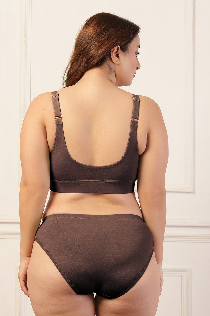 247 Extra Support Cotton Feeding Bra with Adjuster - Brown