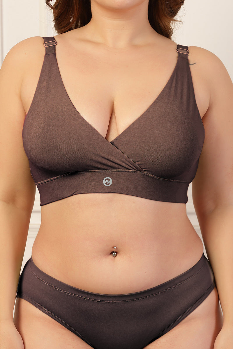 247 Extra Support Cotton Feeding Bra with Adjuster - Brown