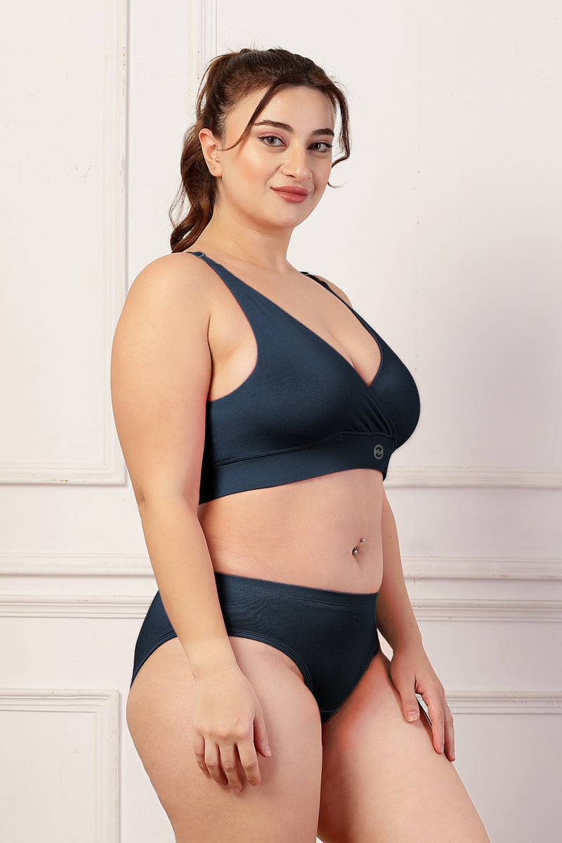 247 Extra Support Cotton Feeding Bra with Adjuster - Navy Blue