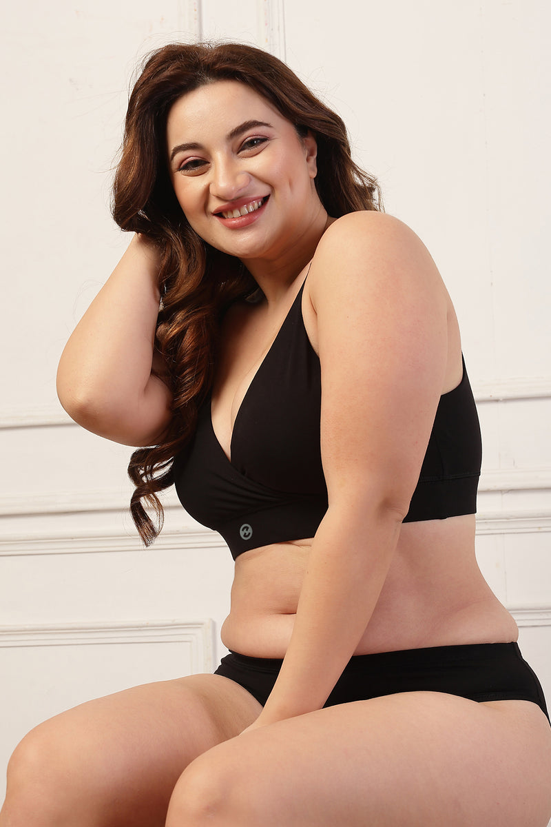 247 Extra Support Cotton Feeding Bra with Adjuster - Black