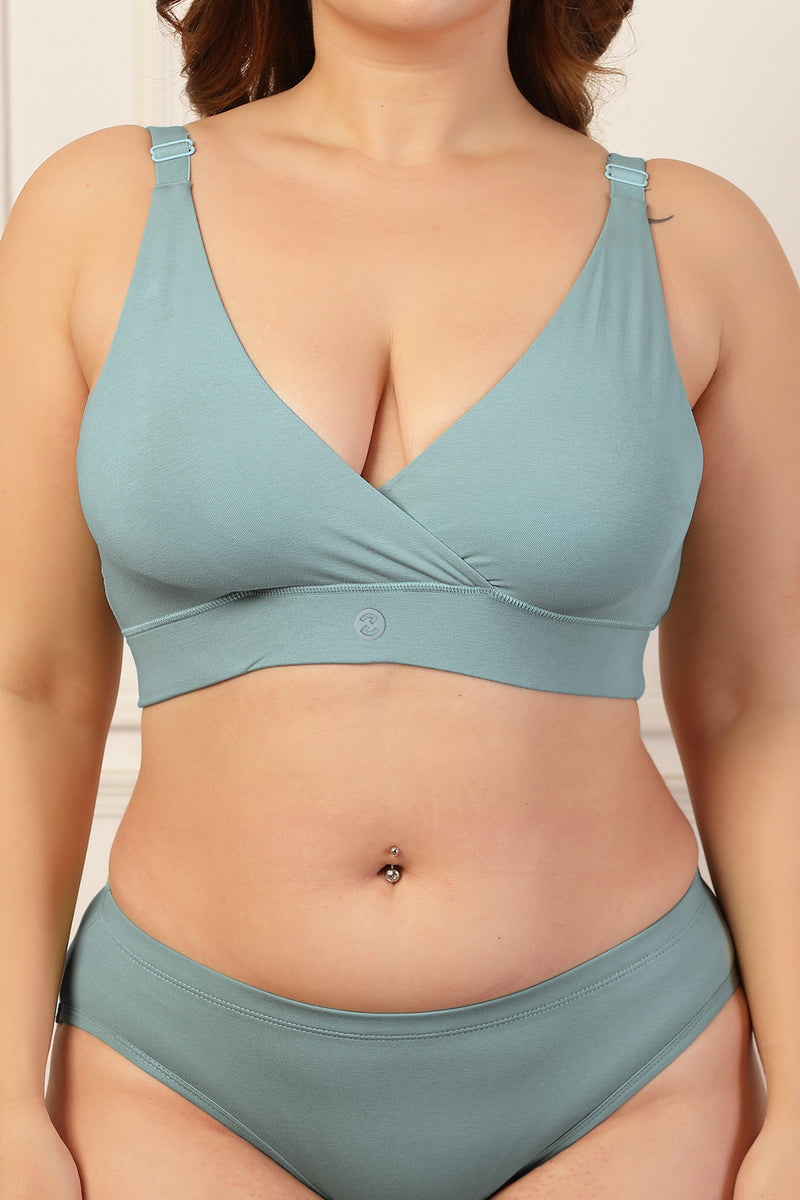 247 Extra Support Cotton Feeding Bra with Adjuster - Mint