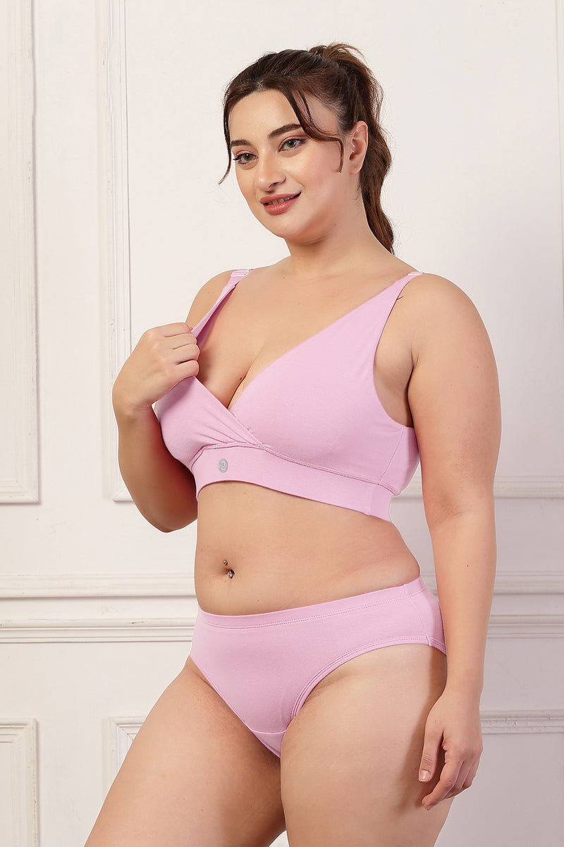 247 Extra Support Cotton Feeding Bra with Adjuster - Pink