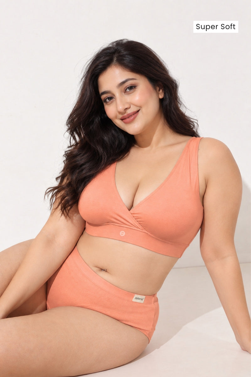 247 (Upgraded) Coral Modal Padded Maternity Feeding Bra