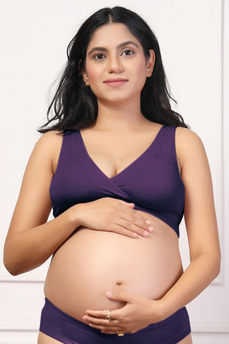 Plum Padded Bra back; wide supportive straps reduce shoulder tension and pressure.