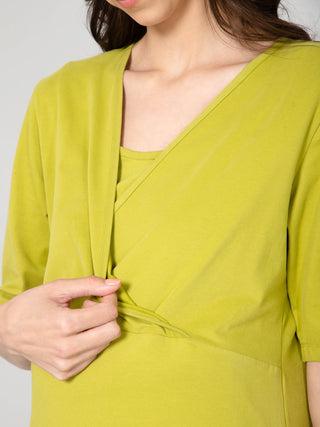 Olive Green Zipless Maternity Feeding Top - House Of Zelena™
