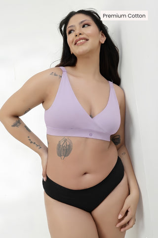 247 Extra Support Cotton Feeding Bra with Adjuster - Lavender