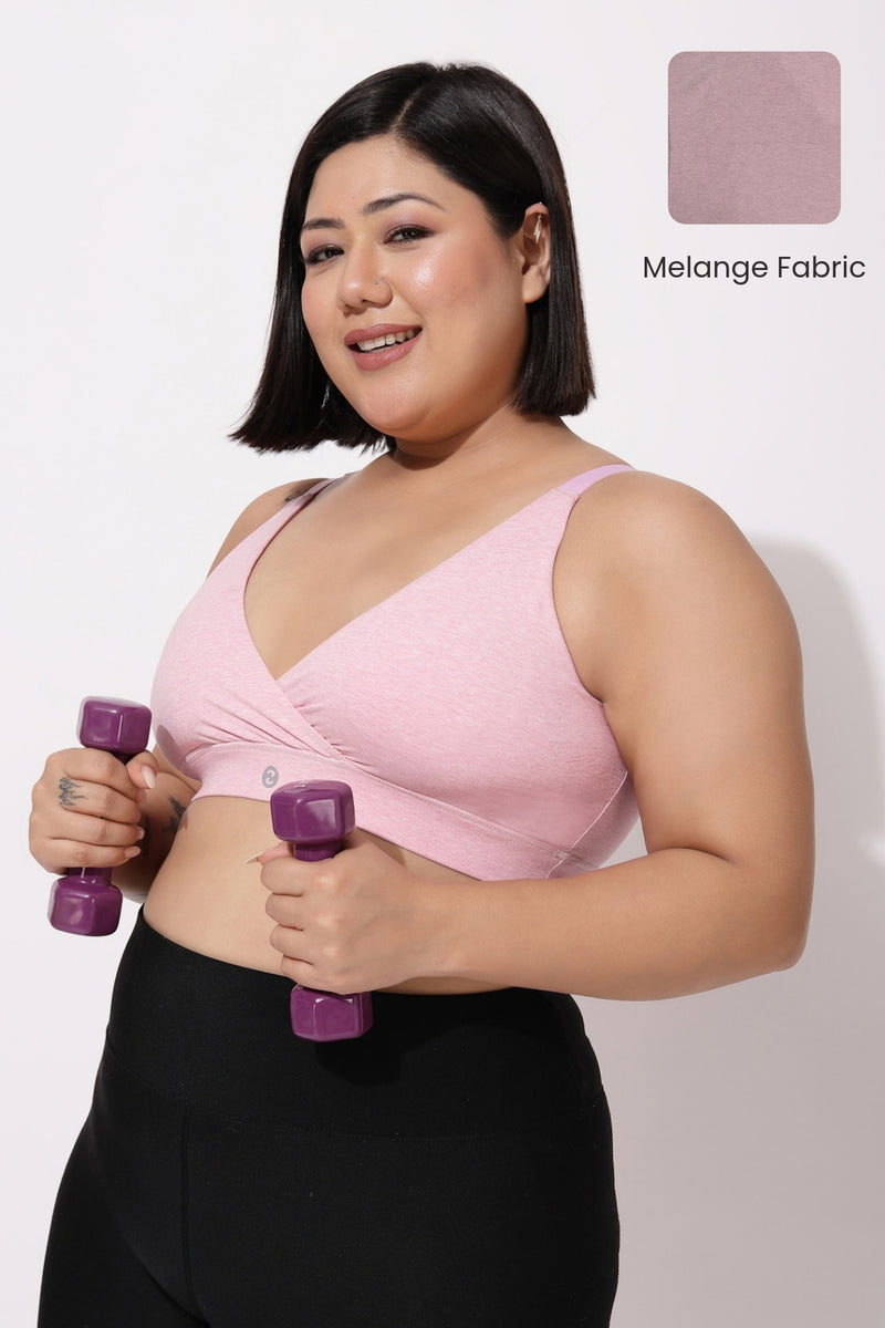 247 Extra Support Cotton Feeding Bra with Adjuster - Melange Pink