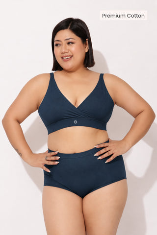 247 Extra Support Cotton Feeding Bra with Adjuster - Navy Blue