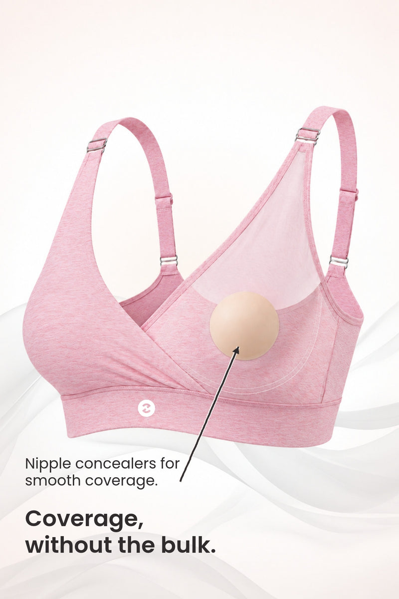 247 Extra Support Cotton Feeding Bra with Adjuster - Melange Pink