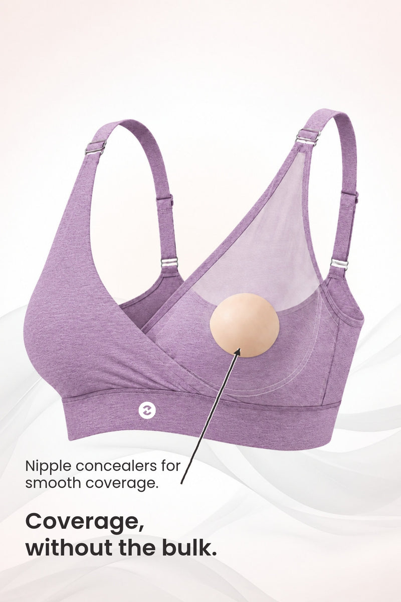 247 Extra Support Cotton Feeding Bra with Adjuster - Melange Purple