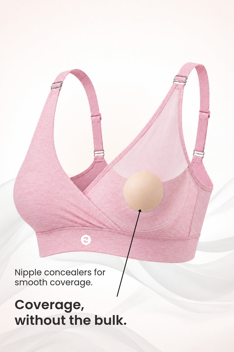 247 Extra Support Cotton Feeding Bra with Adjuster - Melange Pink