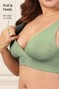 247 Extra Support Cotton Feeding Bra with Adjuster - Medium Green