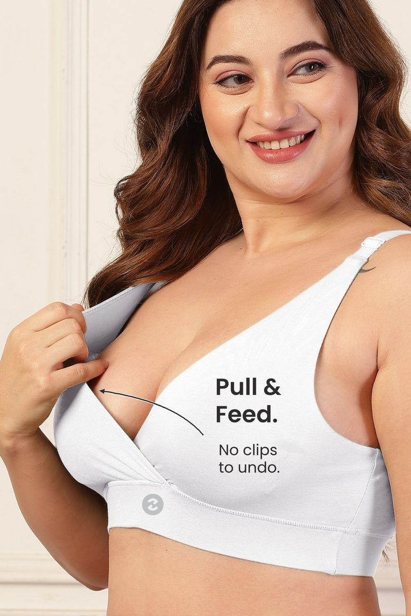 247 Extra Support Cotton Feeding Bra with Adjuster - White