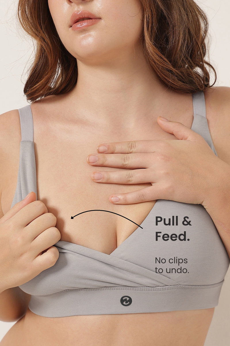 247 Extra Support Cotton Feeding Bra with Adjuster - Light Grey