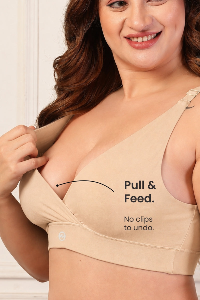 247 Extra Support Cotton Feeding Bra with Adjuster - Butter
