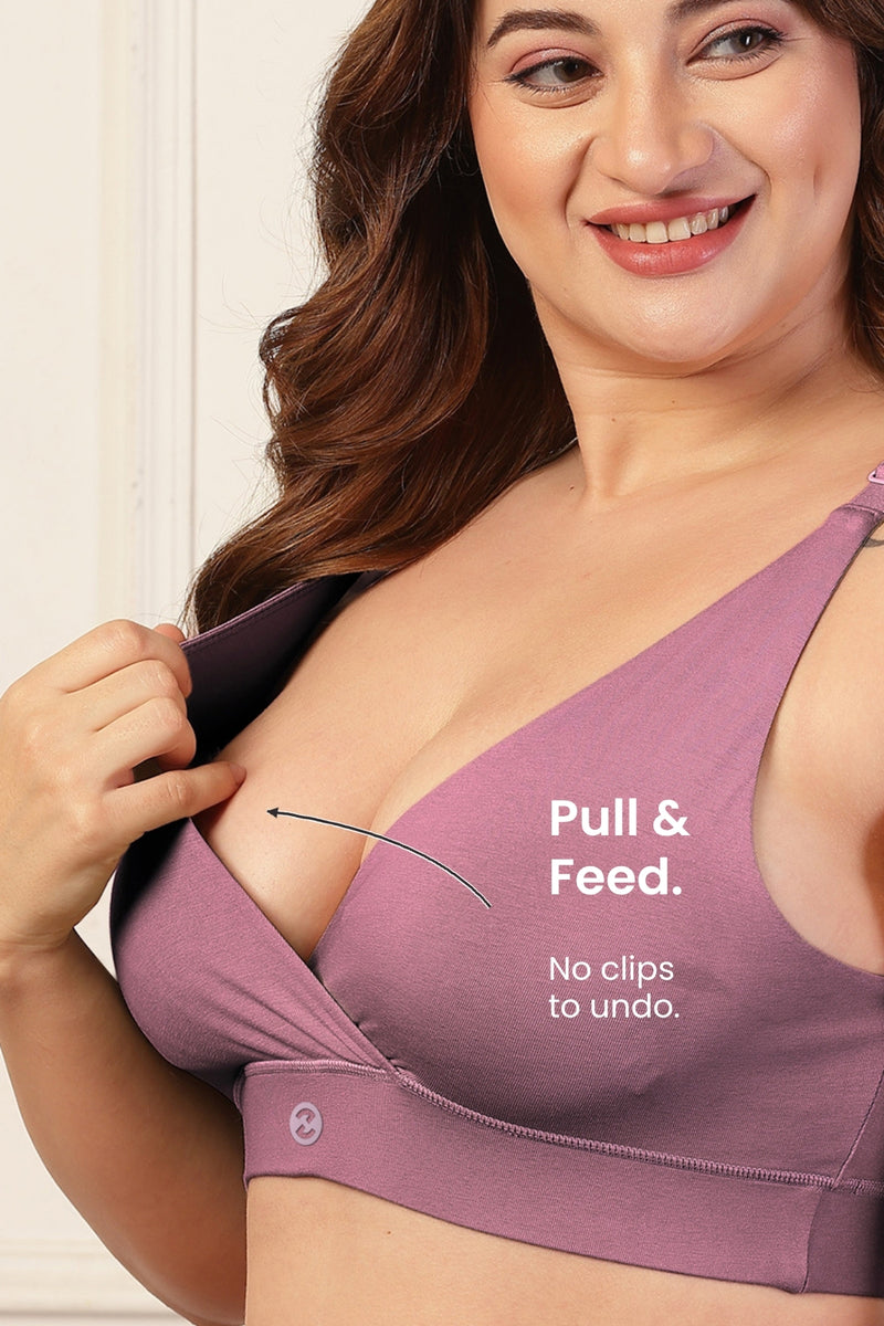 247 Extra Support Cotton Feeding Bra with Adjuster - Lilac