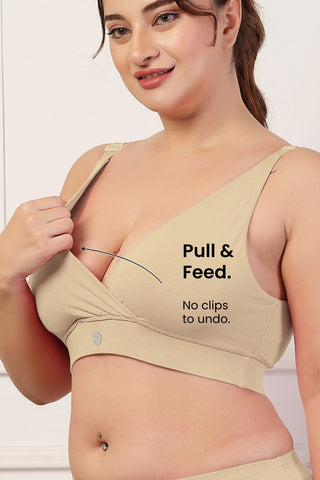 247 Extra Support Cotton Feeding Bra with Adjuster - Skin