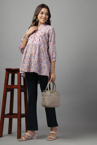 Floral Whimsy Maternity Zipless Feeding Peplum Top