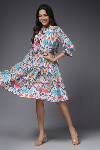 Color Burst Maternity Feeding Tier Dress