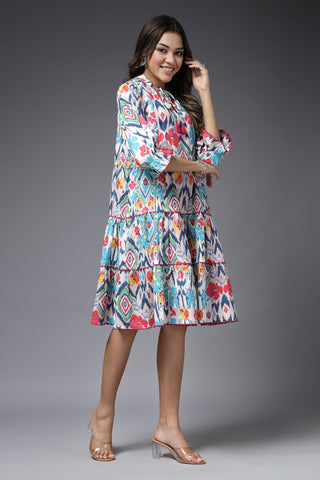 Color Burst Maternity Feeding Tier Dress