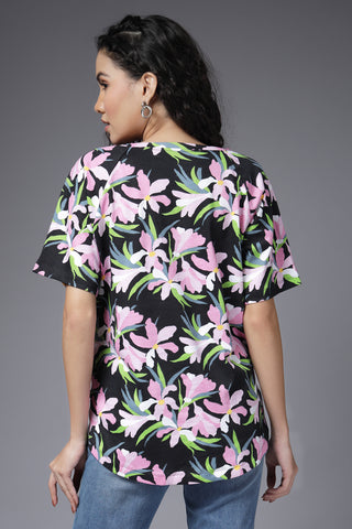 Enchanted Bloom Maternity Side Zip Feeding Top