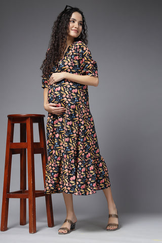 Petal Drift Tiered Maternity Dress