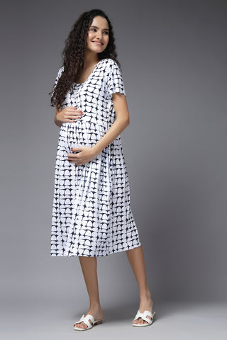 Graphic Elegance Maternity Feeding Dress