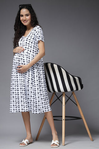 Graphic Elegance Maternity Feeding Dress