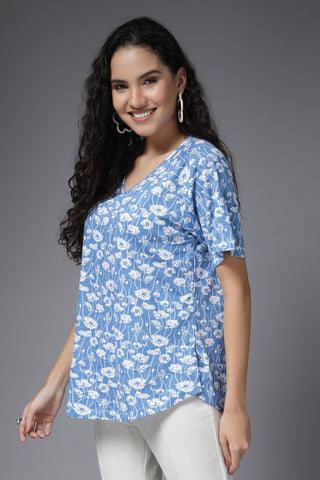 Serene Sky Blue Cotton Maternity Feeding Top