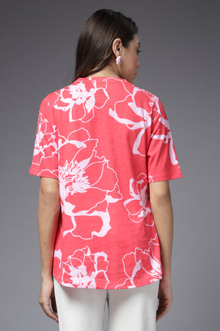 Coral Blossom Maternity Zipless Feeding Top