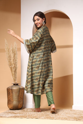 Olive Maternity 3/4th Sleeves Kurti Pant Set