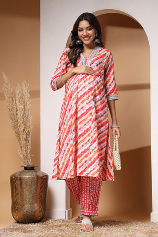 Orange Crush Maternity Kurta Set