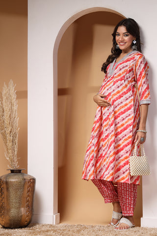 Orange Crush Maternity Kurta Set