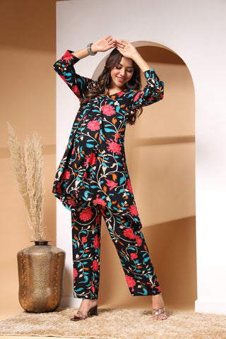 Floral Printed Maternity Zipless Feeding Co-ord Set