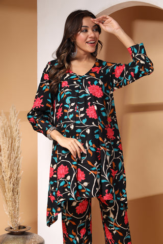 Floral Printed Maternity Zipless Feeding Co-ord Set