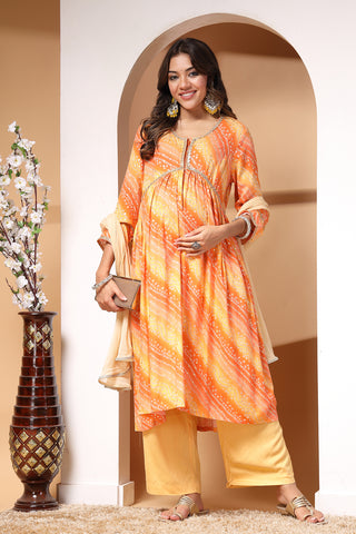 Sunset Serenade Zipless Maternity Kurta Set