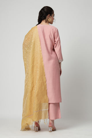 Maternity Zipless Feeding Suit Set with Dupatta - Peach