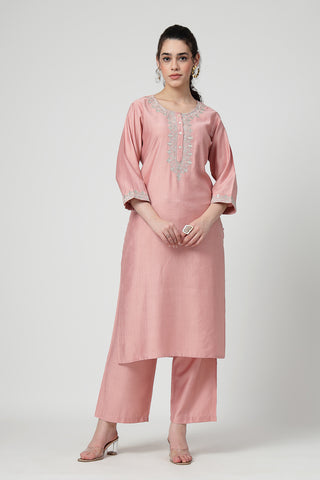 Maternity Zipless Feeding Suit Set with Dupatta - Peach