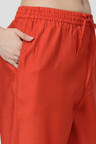 Maternity Zipless Feeding Suit Set with Dupatta - Orange