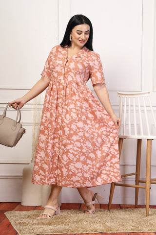 PeachGlow Maternity Feeding Dress