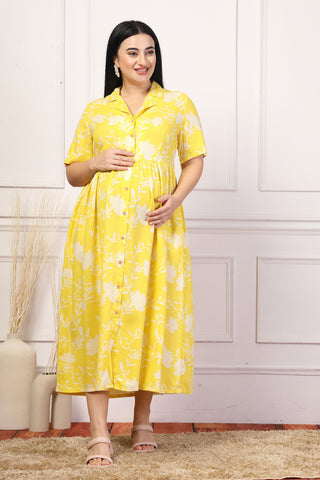 Sunshine Bloom Maternity Feeding Dress