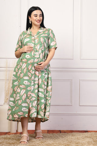 Leafy Retreat Maternity Feeding Dress