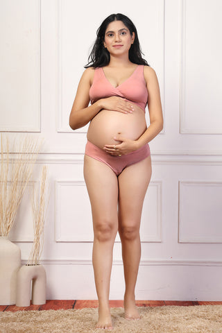 Back view shows wide supportive straps and hook-and-eye closure for fit.