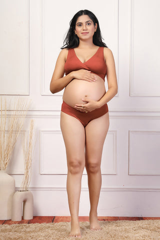 Rust Feeding Bra; pads are U-shaped to provide structure and prevent nipple friction.