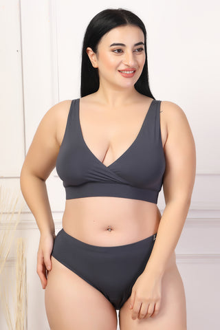 247 Grey Padded Maternity Feeding Bra