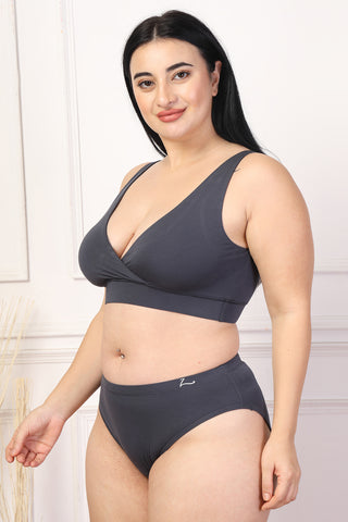 247 Grey Padded Maternity Feeding Bra