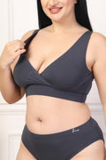 Grey Maternity Bra: Soft, breathable modal fabric moves with the body.