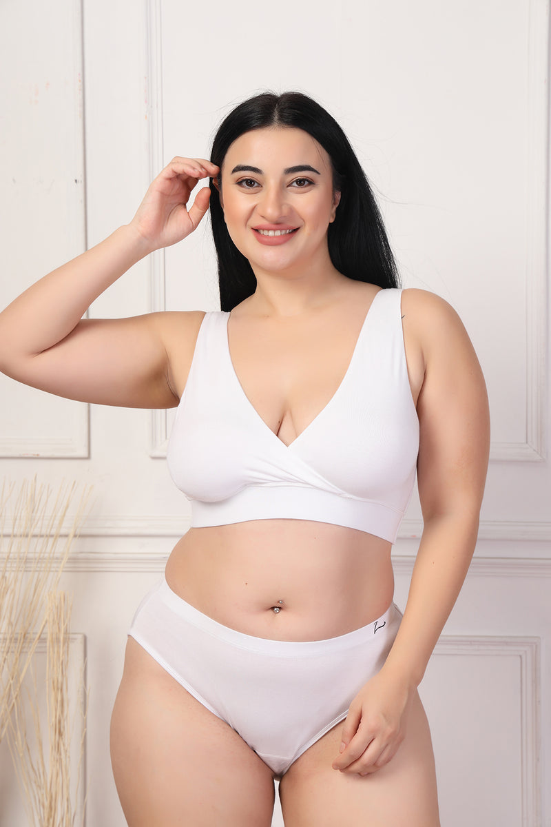 White Padded Bra: Fixed cups ensure smooth coverage and natural shape.